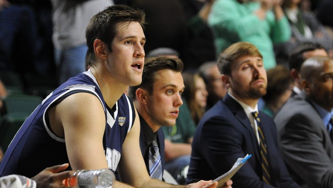 Jake Kretzer plays for Akron during his senior year, Tuesday, Feb. 2, 2016, at the Convocation Center in Athens. Kretzer is now an assistant coach at Duquesne University.