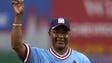 Former St. Louis Cardinals shortstop Ozzie Smith waves