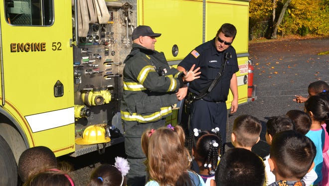 Firefighters from Vineland Fire Company No. 6 recently visited Barse Elementary School in Vineland to allow the students to view a fire truck and their gear up close and to share fire safety information.