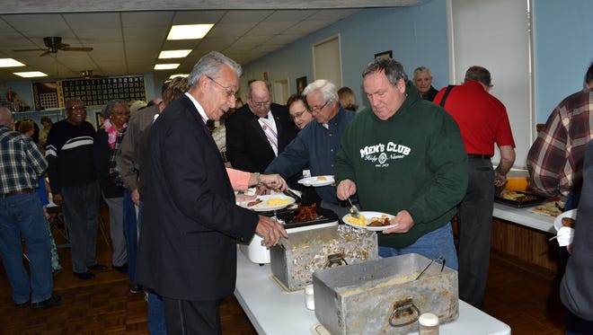 About 60 people attended the January 29 “Fifth Sunday Breakfast” hosted  by the Durbin Council  Knights of Columbus at kc Hall on the Jim Vetch Rd.  The breakfast is held whenever there is a fifth Sunday in a month. It is hosted on a rotating basis among the four KC Councils in Union and Henderson counties.  The next breakfast will be April 30 at the Uniontown KC Hall.  The family event is held to increase fellowship  and to bring Knight and their families up to  date on Knights of Columbus events and programs.