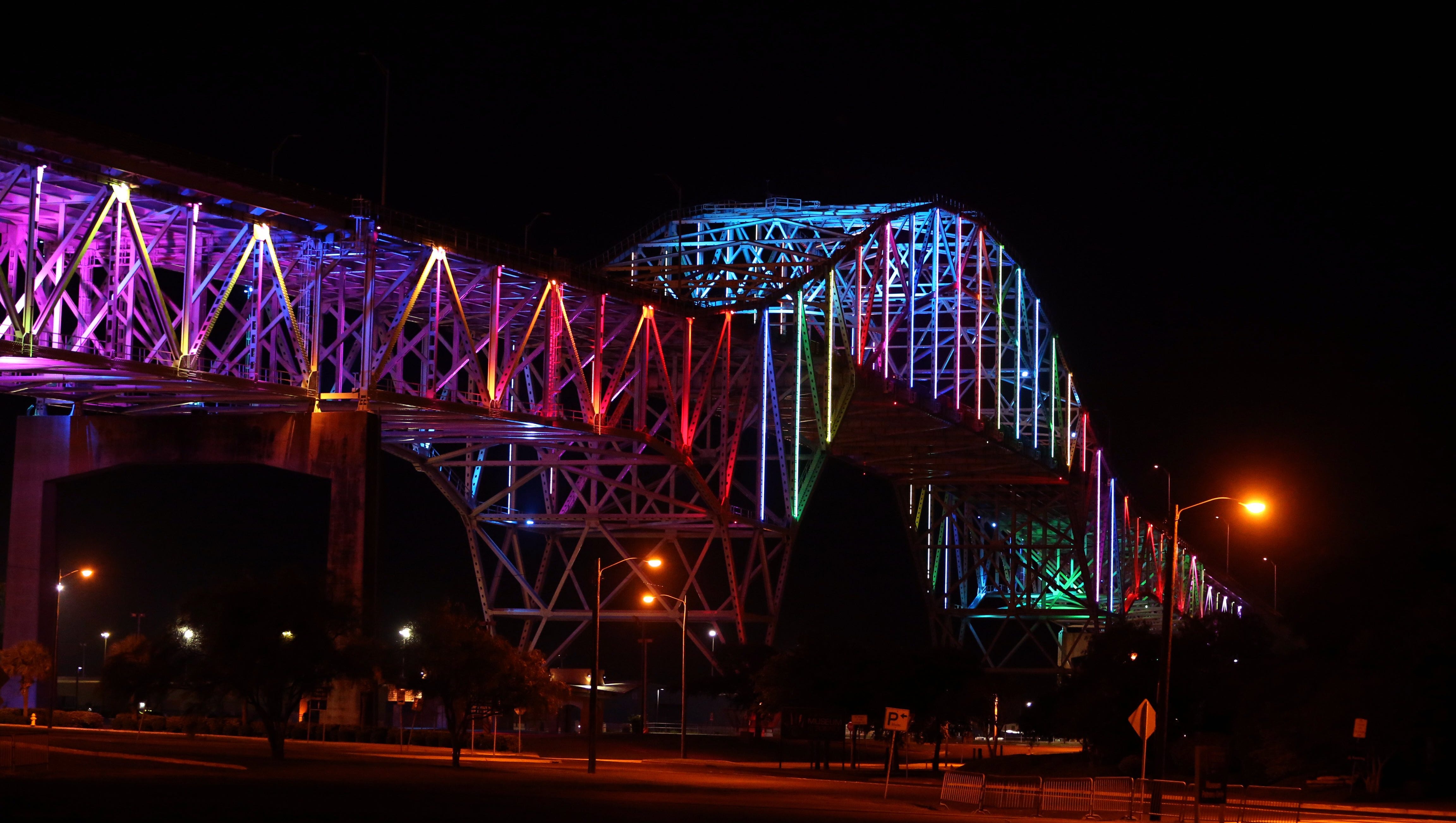 See The Harbor Bridge Display Rainbow Colors For Pride Corpus Christi