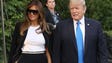 Melania wore a casual pantsuit while boarding Marine