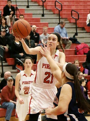 Pinckney senior Shannon Dingman scored 17 points in her last home game as a Pirate on Monday. Pinckney rolled past Livonia Franklin in its home finale.