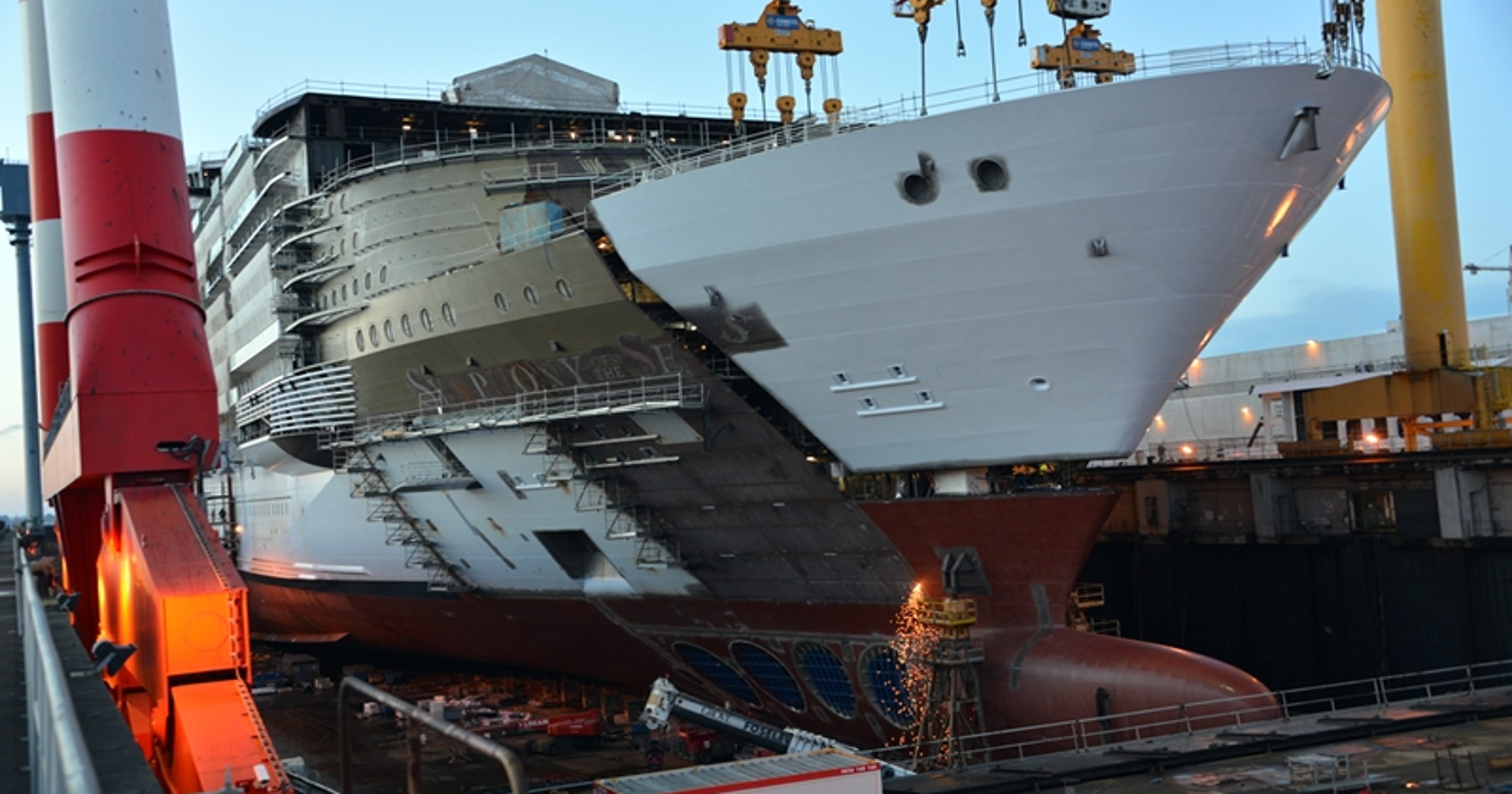 large cruise ship being built
