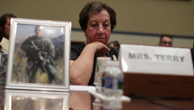 Josephine Terry, mother of late Border Patrol Agent Brian Terry who was killed December 2010 by a firearm from Operation Fast and Furious, testifies during a hearing before the House Oversight and Government Reform Committee on Wednesday, June 7, 2017 on Capitol Hill in Washington, D.C.