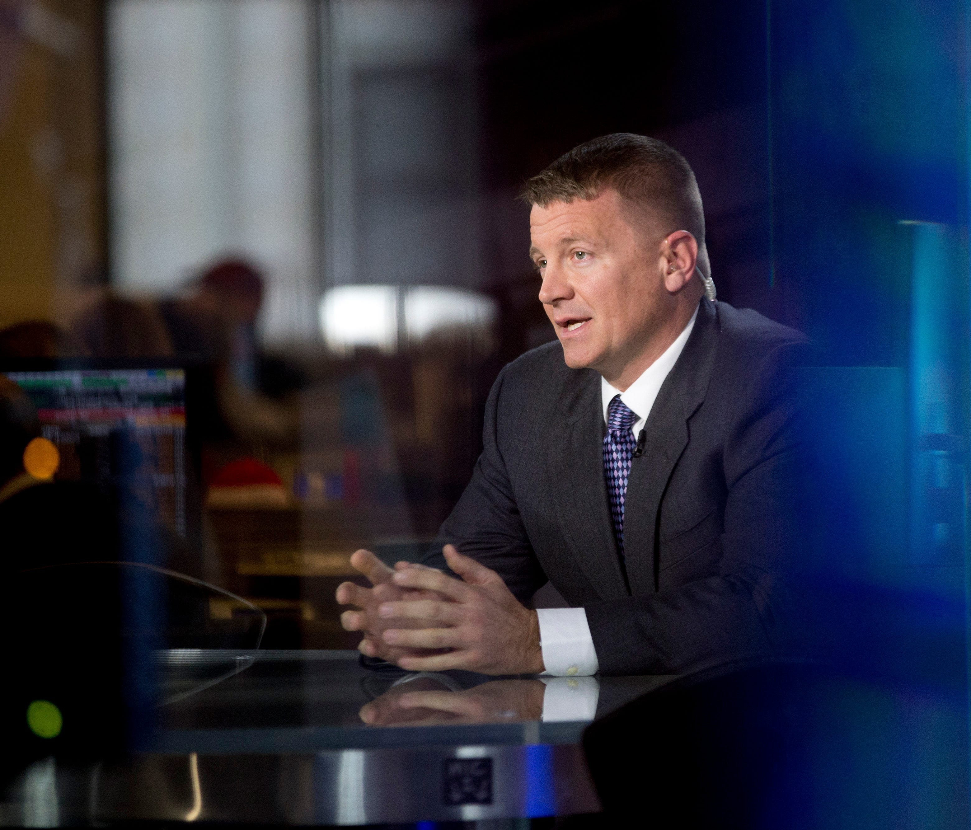 Erik Prince, chairman and executive director of DVN Holdings Ltd. and founder of Xe Services LLC, the U.S. security company once known as Blackwater Worldwide, speaks during a Bloomberg Television interview in Washington, D.C., Jan. 31, 2014.