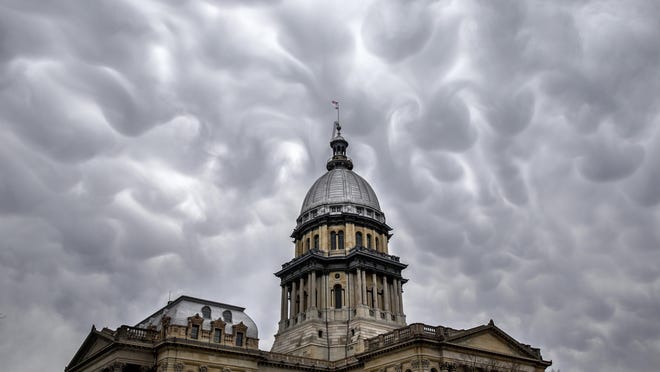 The Illinois State Capitol building on Thursday, April 11, 2019, in Springfield.