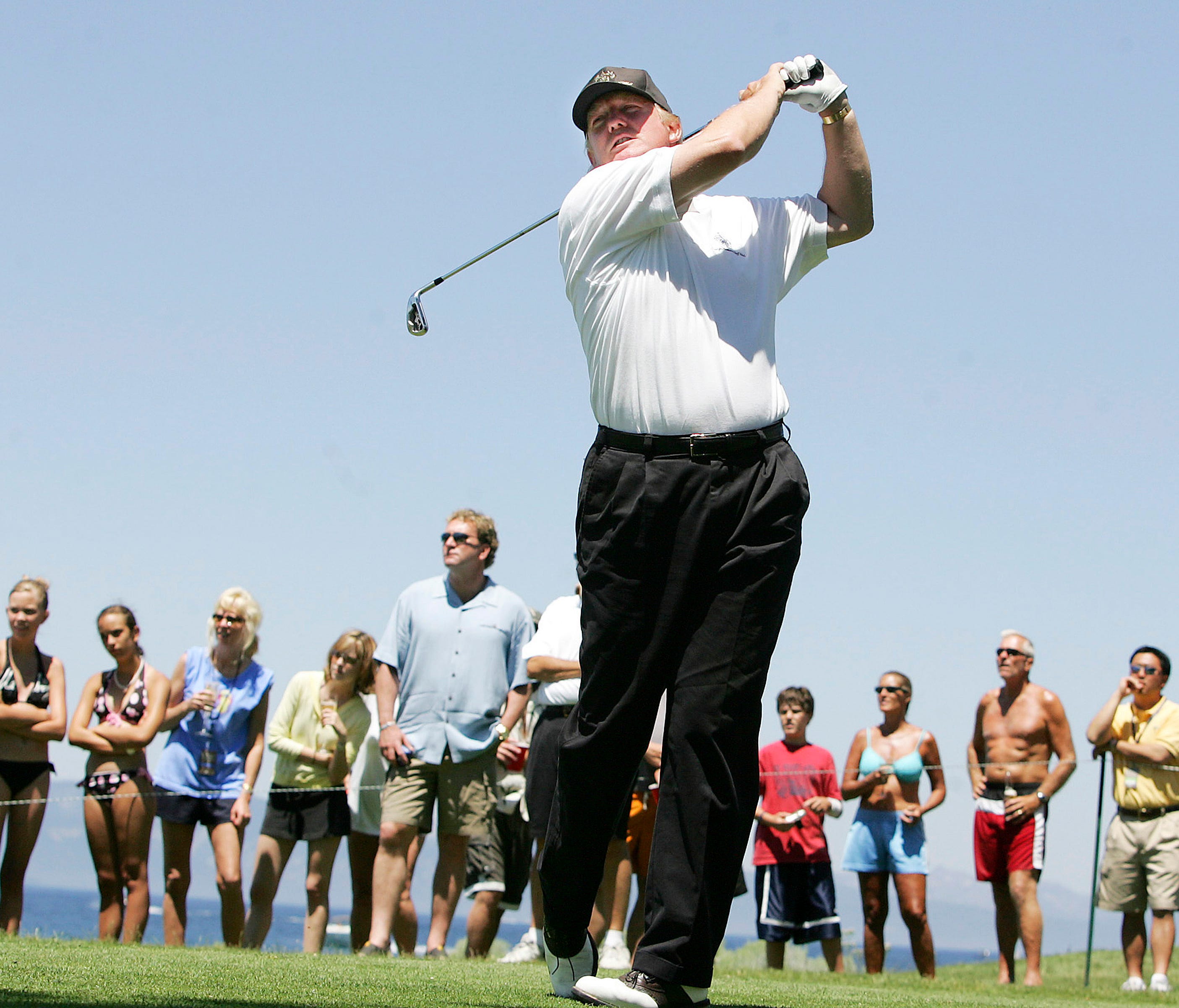 President Trump in 2005 playing golf, which is one of his main forms of exercise.