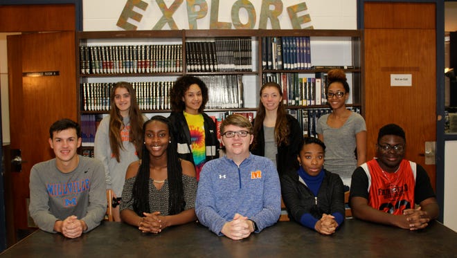 Millville High School’s Students of the Month for January are: (front row, from left) Timothy Wright, health, Quinteria Allen-Armstead, science, Hunter Frost, music, Kye Erwin, art, Brandon Bogan, industrial technology; and (back row, from left) Christianna Zimmerman, English, Letisha Robinson, Mathematics, Raelynne Miller, physical education, and Tatiyana Stubbs, social studies.