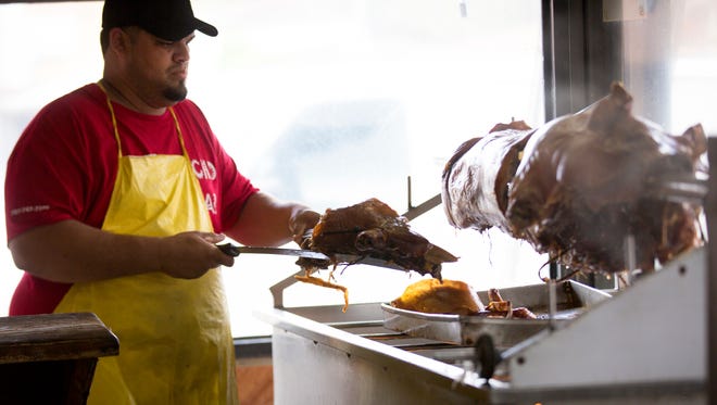Puerto Rico's mountainous Cayey region is dotted with open-air restaurants specializing in roasted pork, called the "Pork Highway." On the weekends, one restaurant serves up to 15 whole pigs in a day. 
