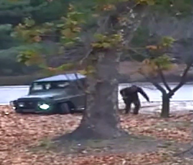 A screengrab from video footage released by the United Nations Command shows a North Korean defector running out from a vehicle at the Joint Security Area of the Demilitarized Zone (DMZ).