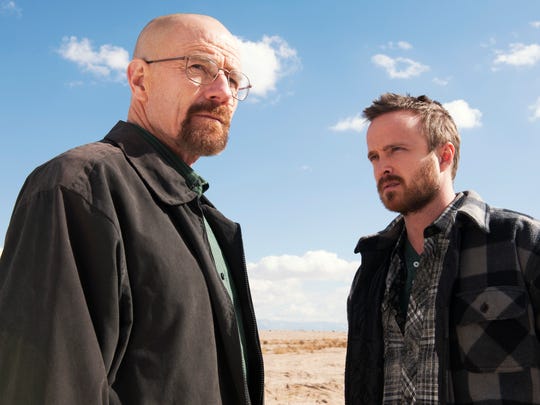 Bryan Cranston as Walter White and Aaron Paul as Jesse