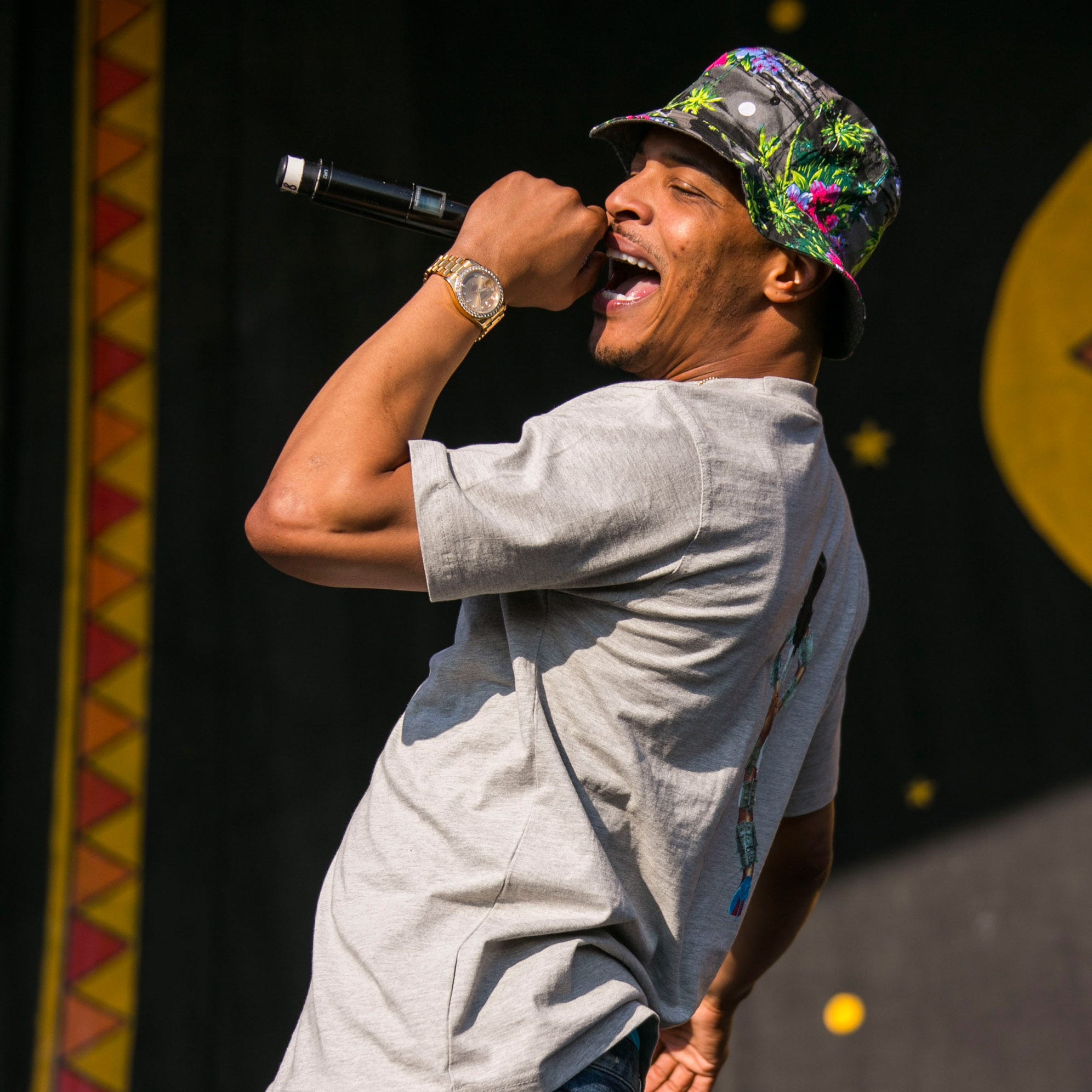 Rapper T.I. works the mike on Saturday, May 2 at Jazz Fest.