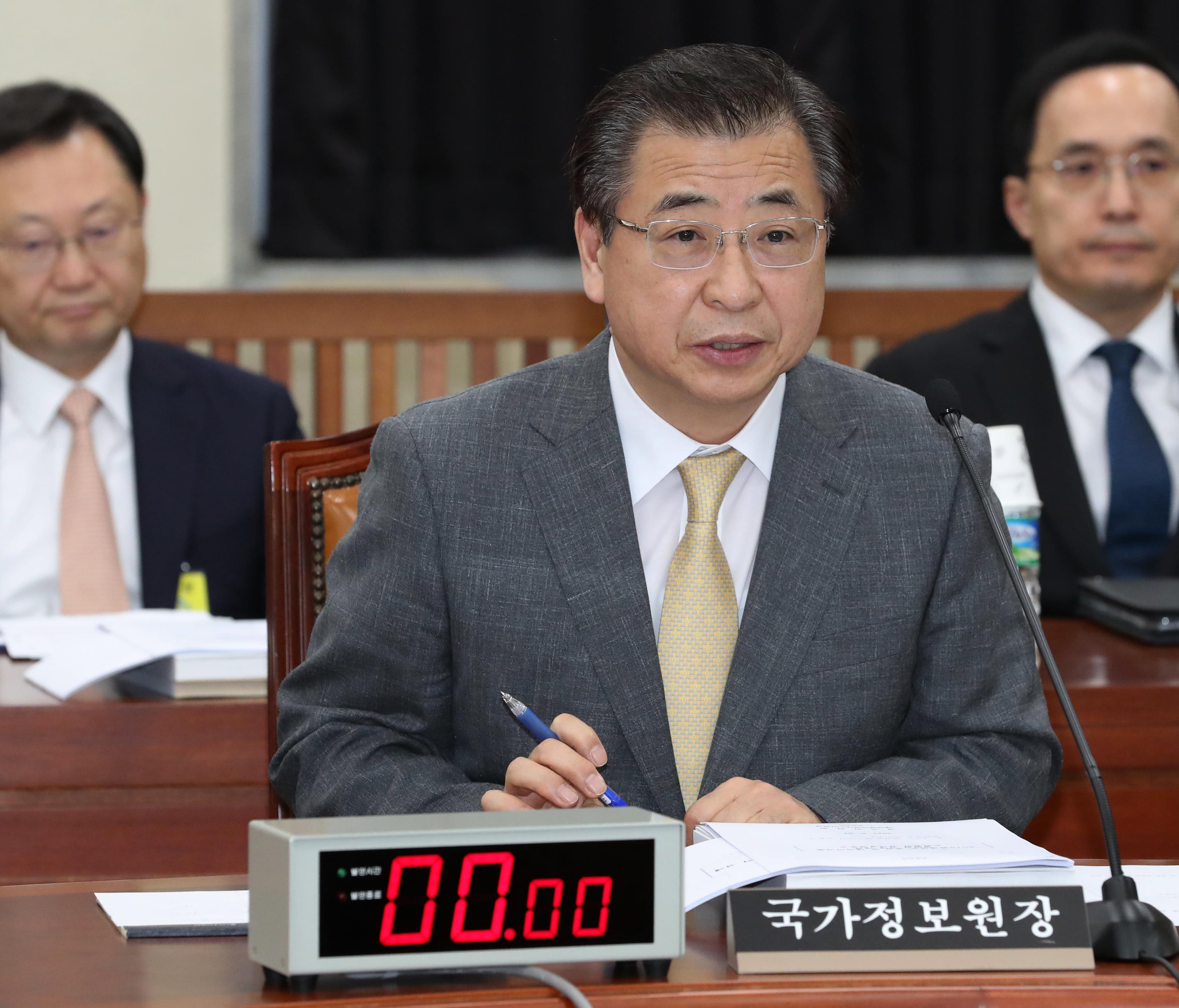 Suh Hoon, director of South Korea's National Intelligence Service (NIS), gives a briefing on North Korea's latest intermediate ballistic missile launch at the National Assembly's intelligence committee in Seoul, South Korea, Aug. 29, 2017.