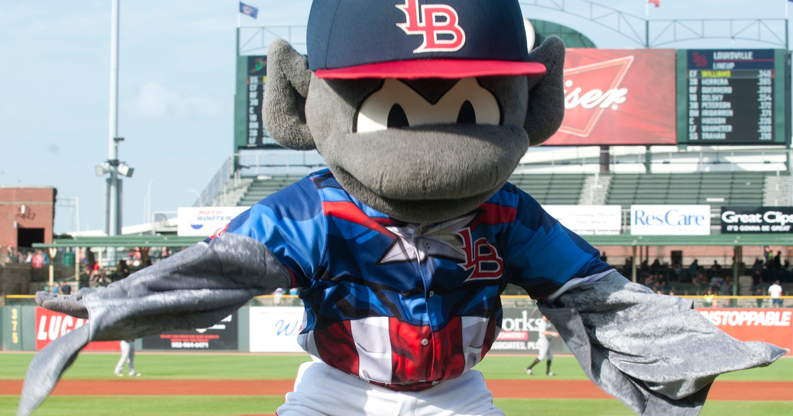 Louisville Bats mascot Buddy Bat flies by Metro Council budget meeting