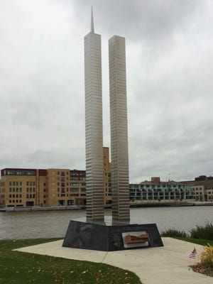 The 9/11 memorial along the Fox River outside the Neville Public Museum in downtown Green Bay.