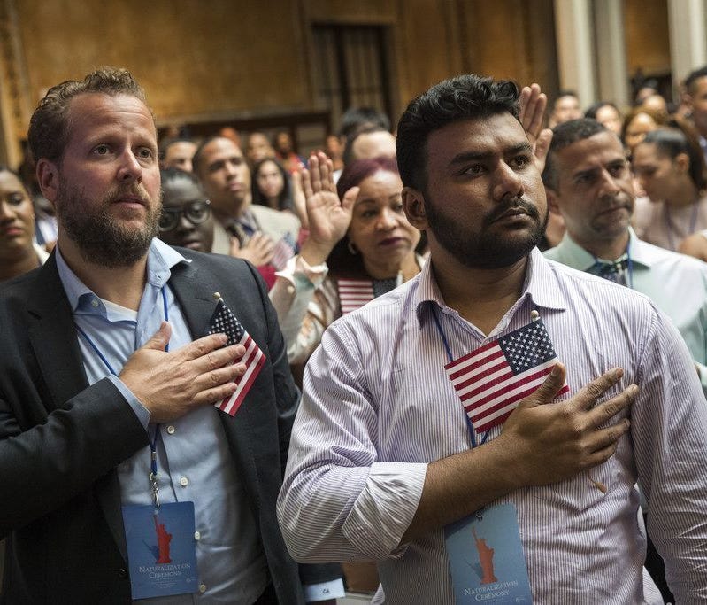 Naturalization ceremony in New York on July 3, 2018.