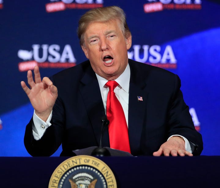 President Trump speaks during a roundtable discussion on tax reform at the Cleveland Public Auditorium and Conference Center in Cleveland, Ohio, on May 5.