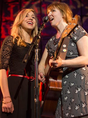 Molly Rue Leitner (left) and Nancy Micciulla perform at last year’s Shine a Light concert at World Cafe Live at the Queen.