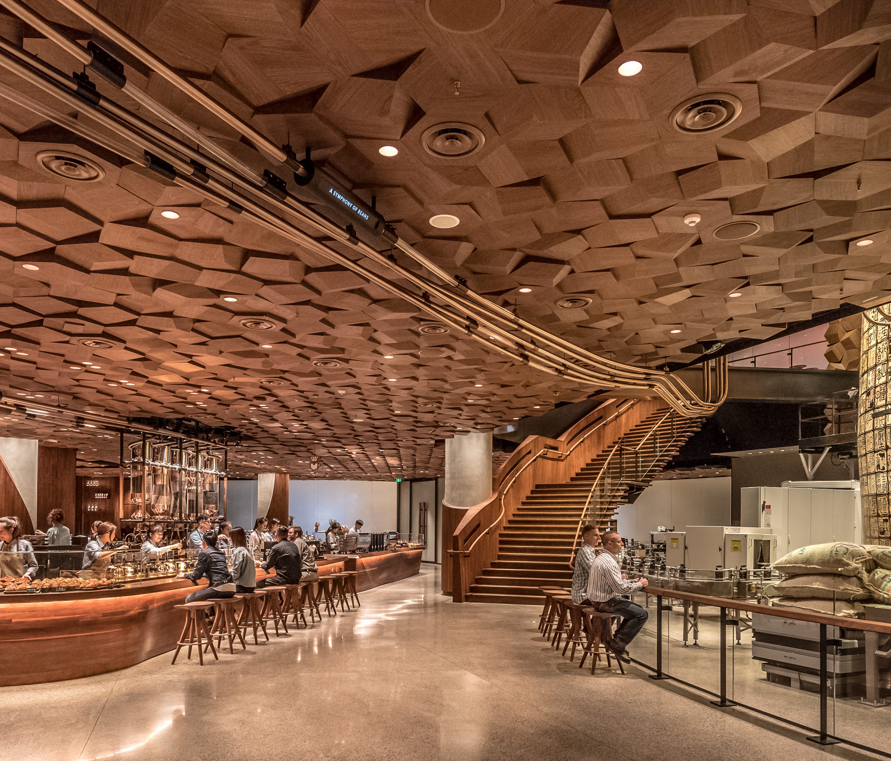 The new Starbucks Reserve Roastery, the biggest Starbucks in the world, opens in Shanghai on Wednesday morning local time.