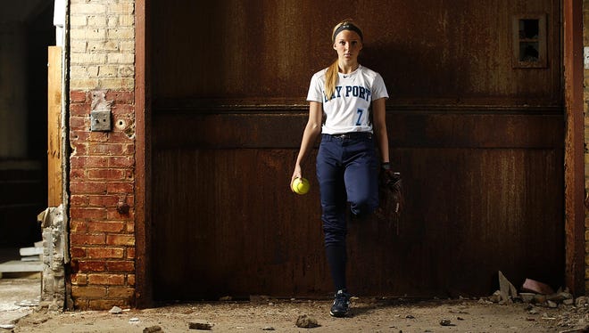 Bay Port’s Bailey Smaney is Press-Gazette Media’s softball player of the year. Smaney is shown inside the former Larsen Canning Company in the Broadway District.