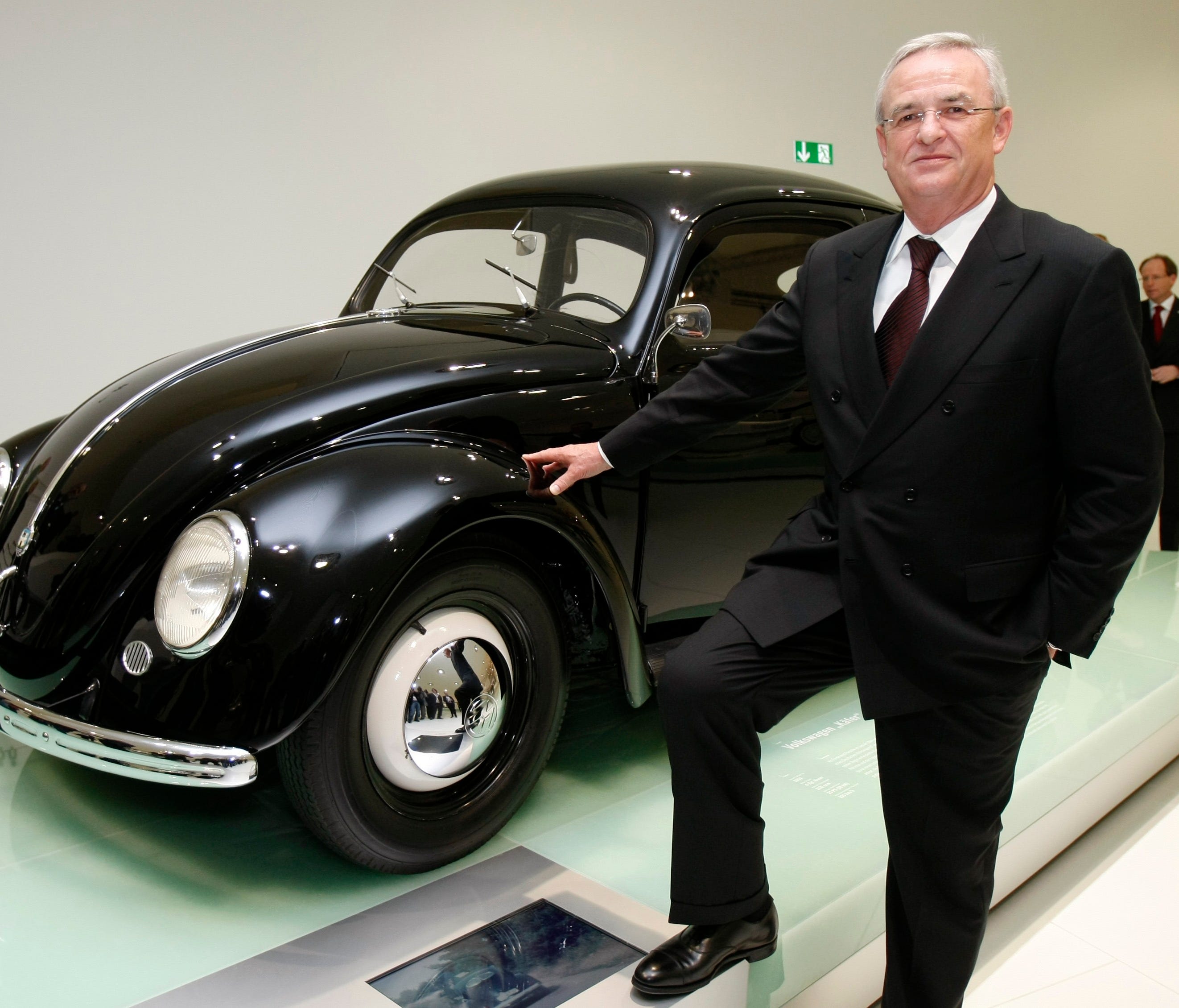 Martin Winterkorn:  The Volkswagen Group CEO resigned in September after the scandal erupted. He poses with a 1950 Beetle.