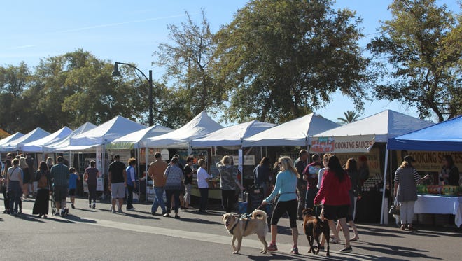 A row of vendors at the Gilbert Farmers Market.