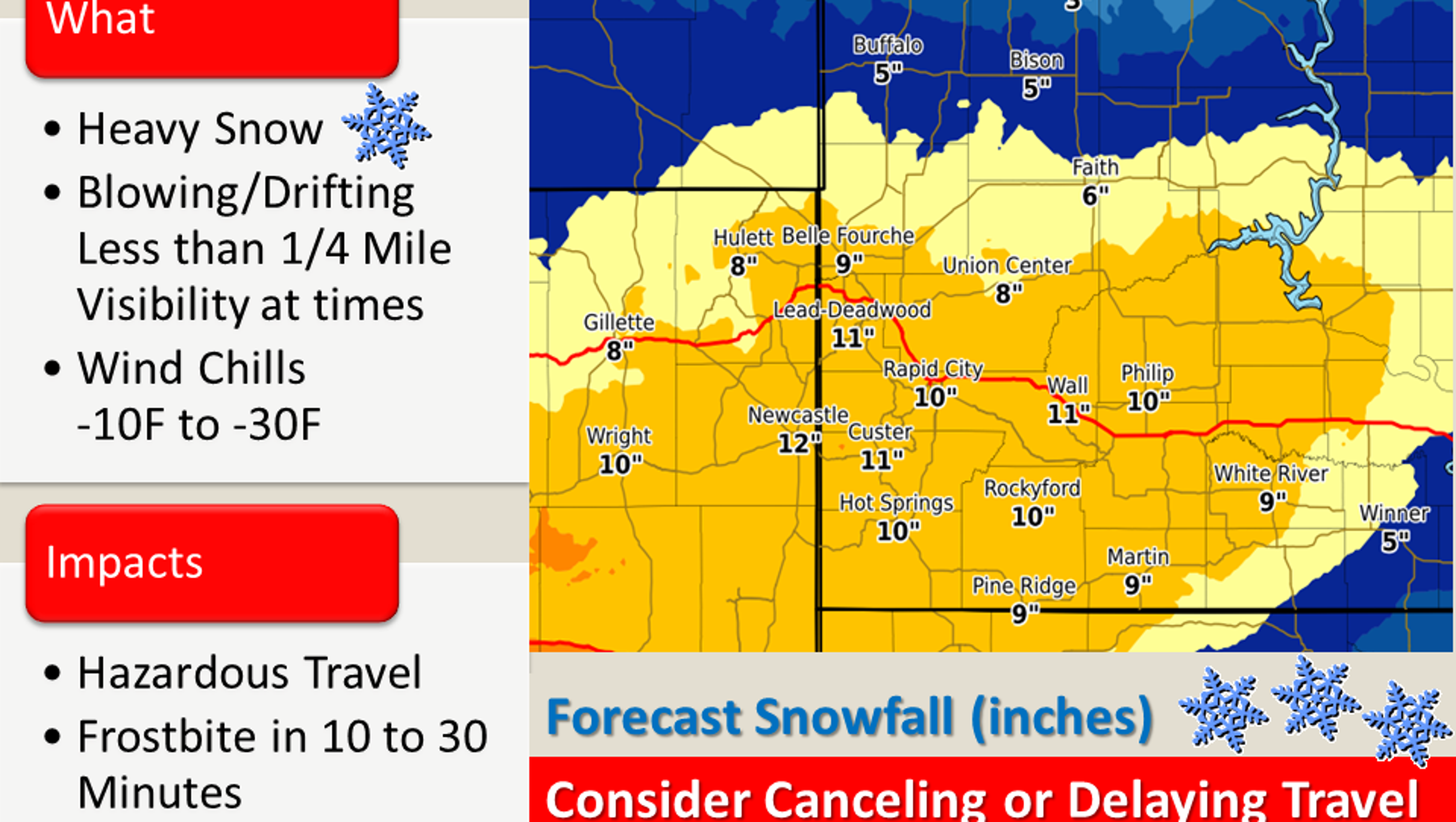 South Dakota Snowfall Map
