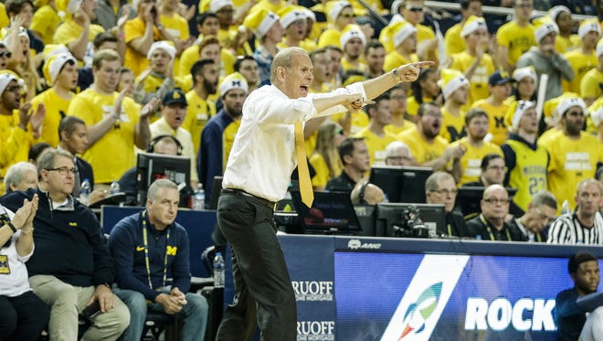 Michigan coach John Beilein reacts to a play during the second half of the Wolverines' 78-69 win in OT against UCLA at Crisler Center in Ann Arbor, Saturday, Dec. 9, 2017.