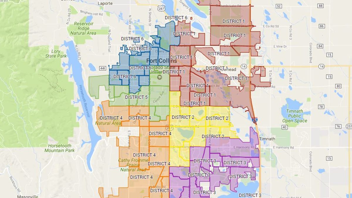 map of fort collins colorado Map Fort Collins City Council Districts map of fort collins colorado