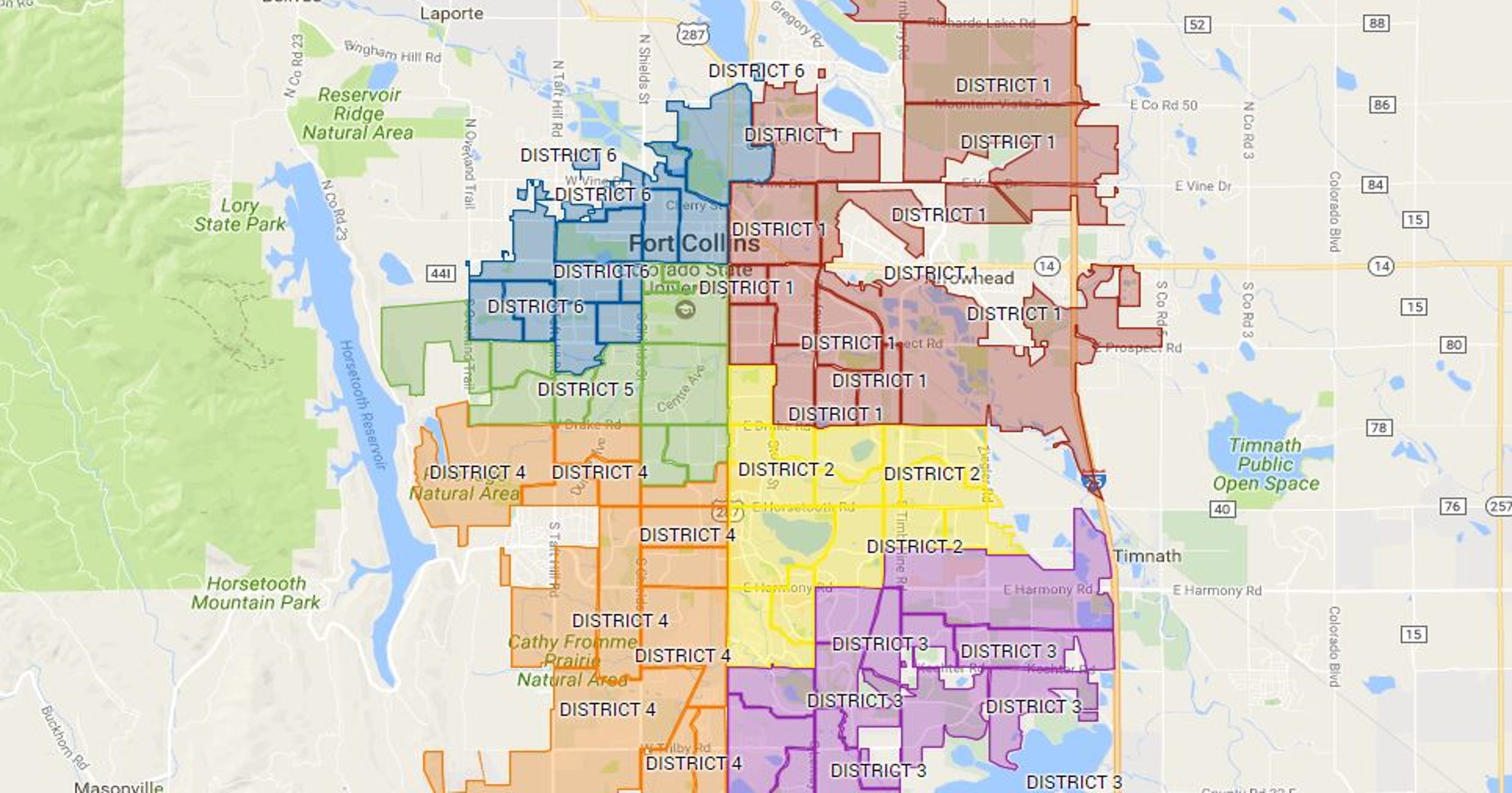 Map Fort Collins City Council Districts