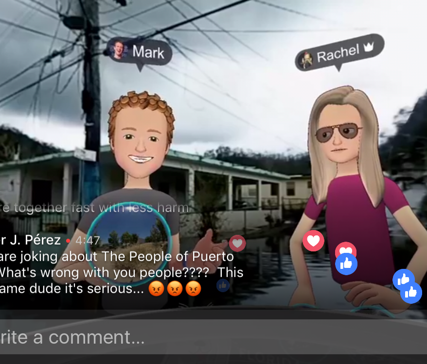 Mark Zuckerberg apologized after a live-streamed virtual trip to hurricane-ravaged Puerto Rico to promote Facebook's Spaces app drew sharp criticism on social media.