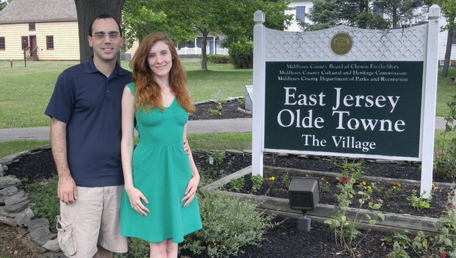 Tom and Kelly Belle of Edison at East Jersey Olde Towne village in Piscataway. Kelly said their posts serve to promote the rich history of the state.