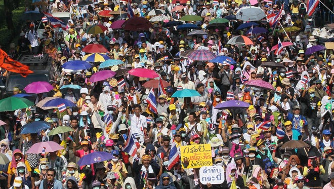 Anti-government protesters rally in Bangkok  Nov. 25.