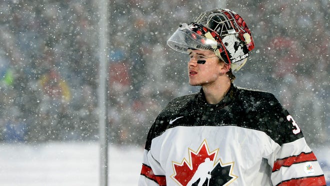 Flyers prospect Carter Hart has stood tall between the net for Team Canada in the tournament.