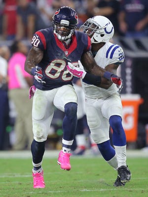 Indianapolis Colts corner Vontae Davis, shown here vs. the Texans, returned to practice Thursday.