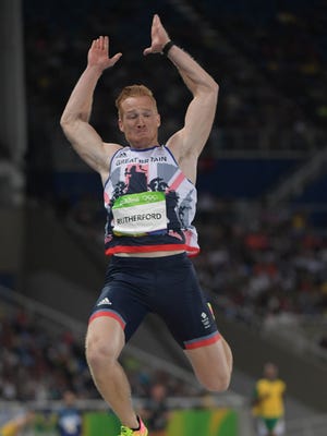 Aug. 13, 2016; Rio de Janeiro; Great Britain's Greg Rutherford, who trains in Phoenix, competes in the men's long jump at Estadio Olimpico Joao Havelange during the Rio 2016 Summer Olympic Games.