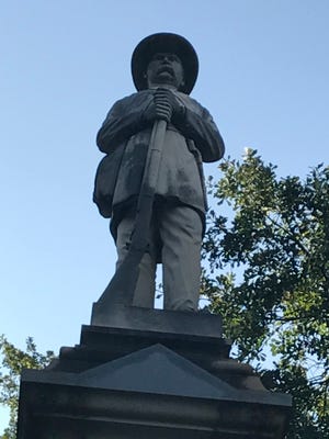 The Greenville County Confederate Monument stands along Main Street just outside the entrance to Springwood Cemetery.