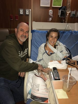 Stacey and Brad McInnes, during Stacey's recovery in the hospital.