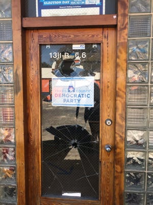 The Travis County Democratic Party on Tuesday said vandals recently damaged the front doors and the outside walls of the organization's headquarters.