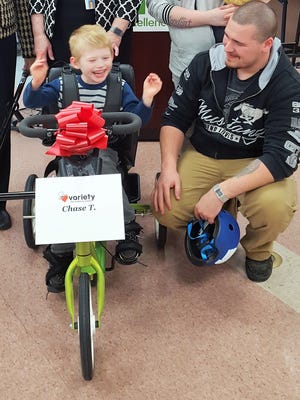 Chase Tallarico, 4, York, recently received an adapted bike from Variety - the Children's Charity.