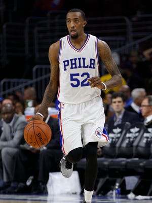 Philadelphia 76ers' Jordan McRae in action during the second half of an NBA preseason basketball game against the Washington Wizards, Friday, Oct. 16, 2015, in Philadelphia. The Wizards won 127-118.