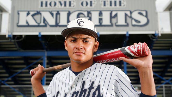 Central Catholic first baseman Anthony "Bibi" Berumen is the 2016 Journal & Courier Small School Baseball Player of the Year.