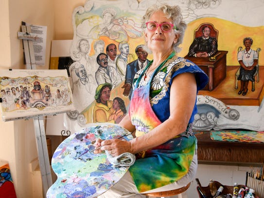 Artist Bernice Davidson has created a mural that depicts