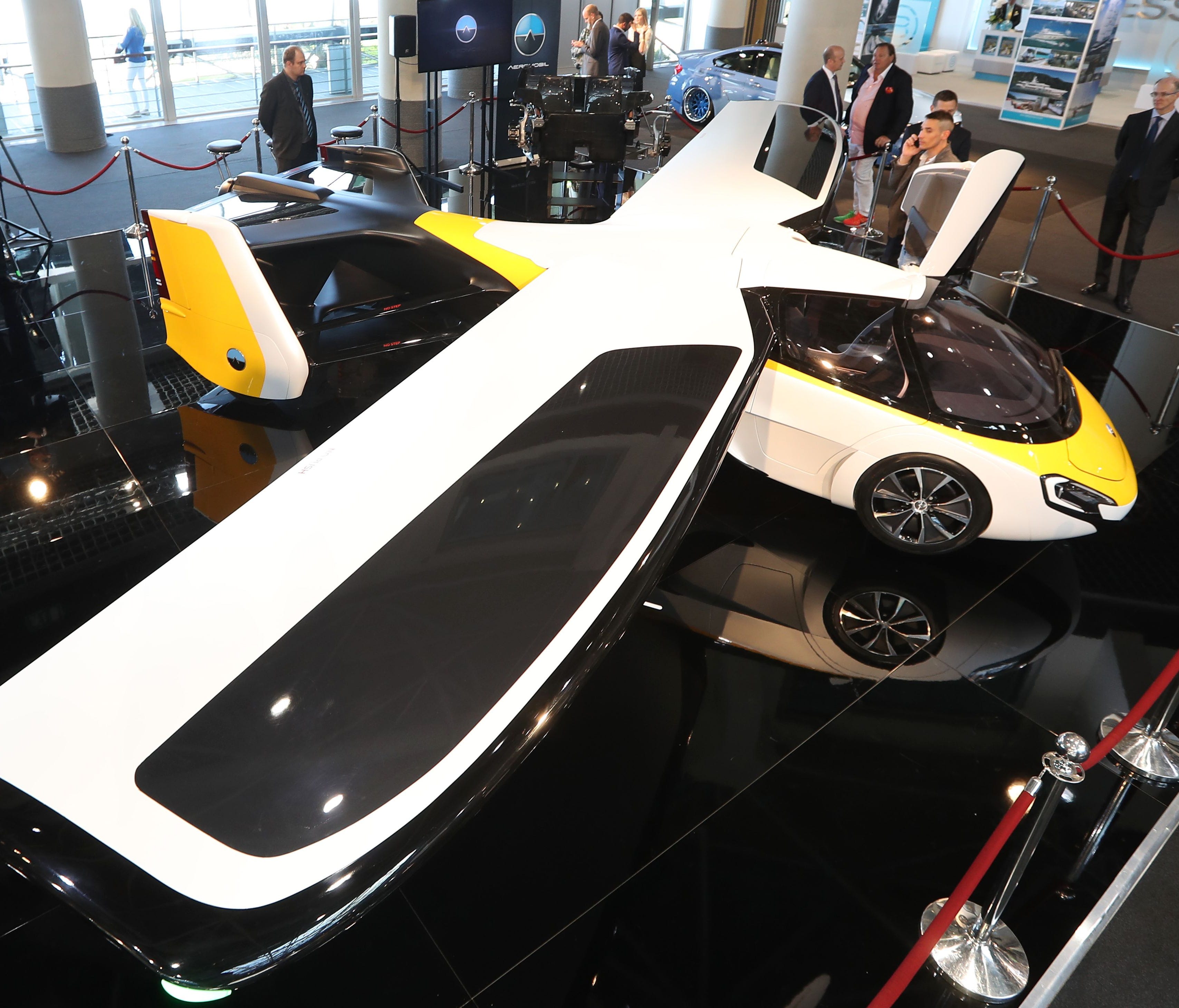 The Aeromobil, a flying supercar, is on display as part of the 