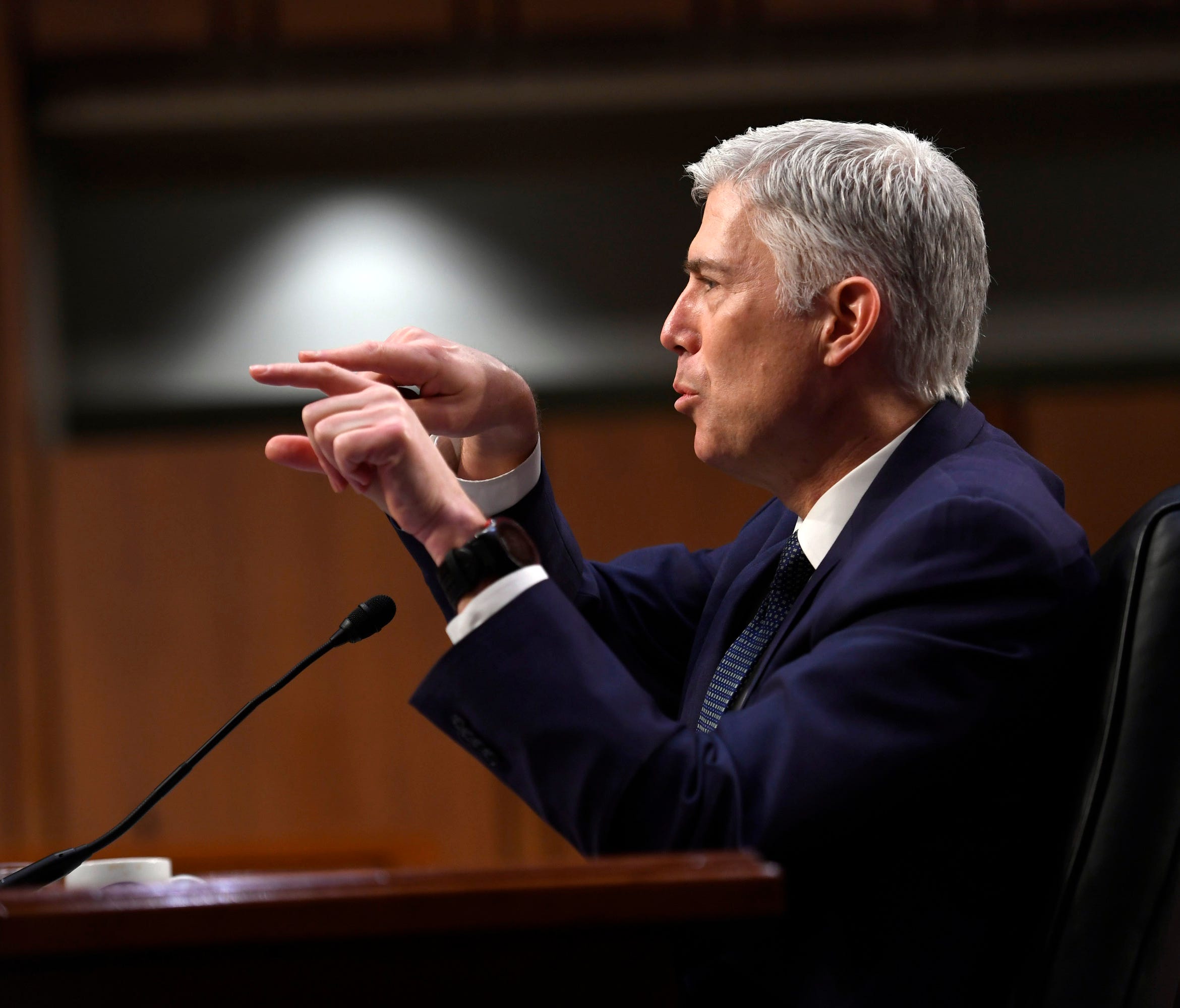 Supreme Court nominee Neil Gorsuch testifies before the Senate Judiciary Committee during day three of his confirmation hearing on March 22, 2017.