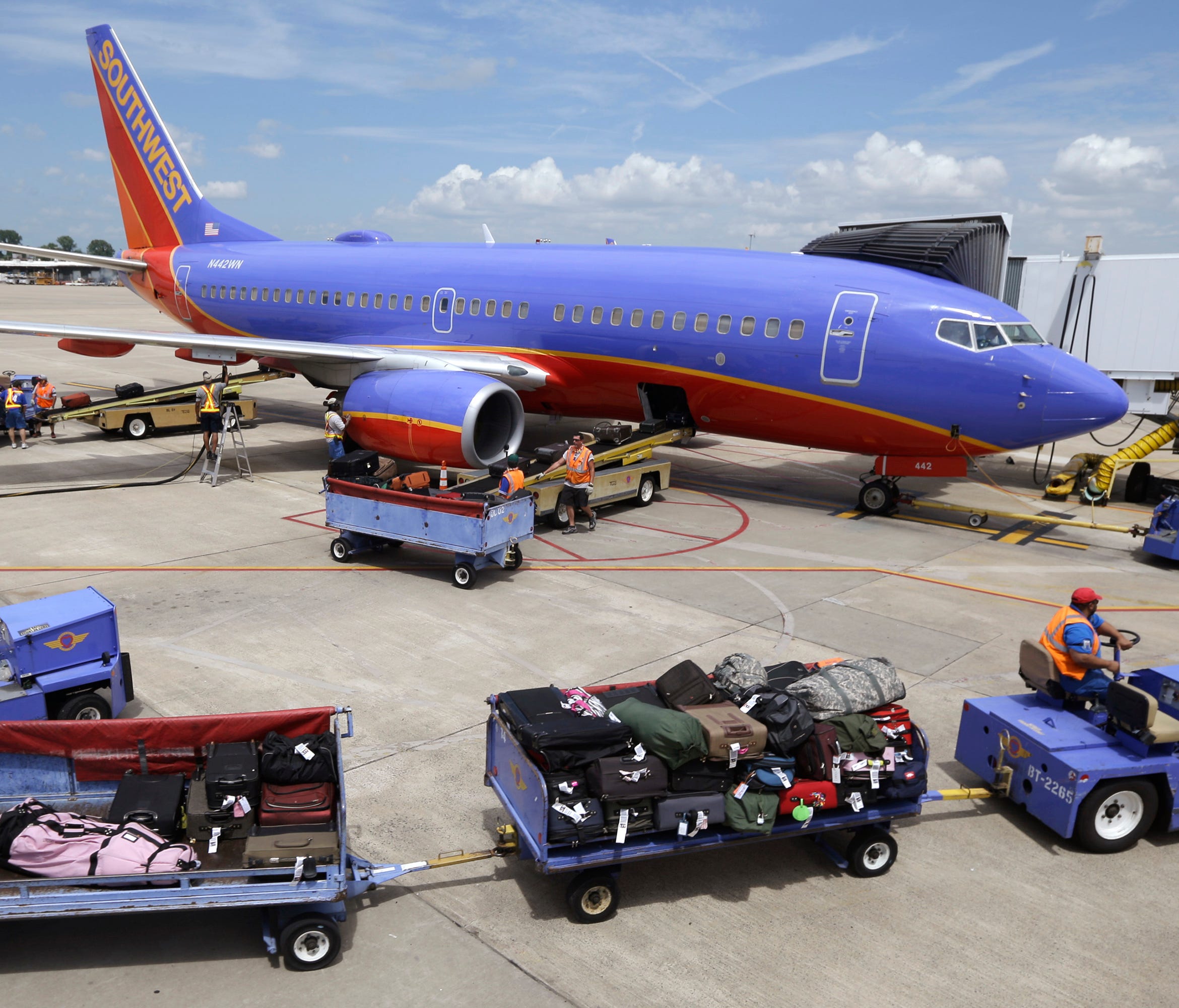Southwest famously doesn't charge for first and second checked and carry-on bags (the only major domestic carrier that doesn't), nor does it impose ticket change and cancellation fees.