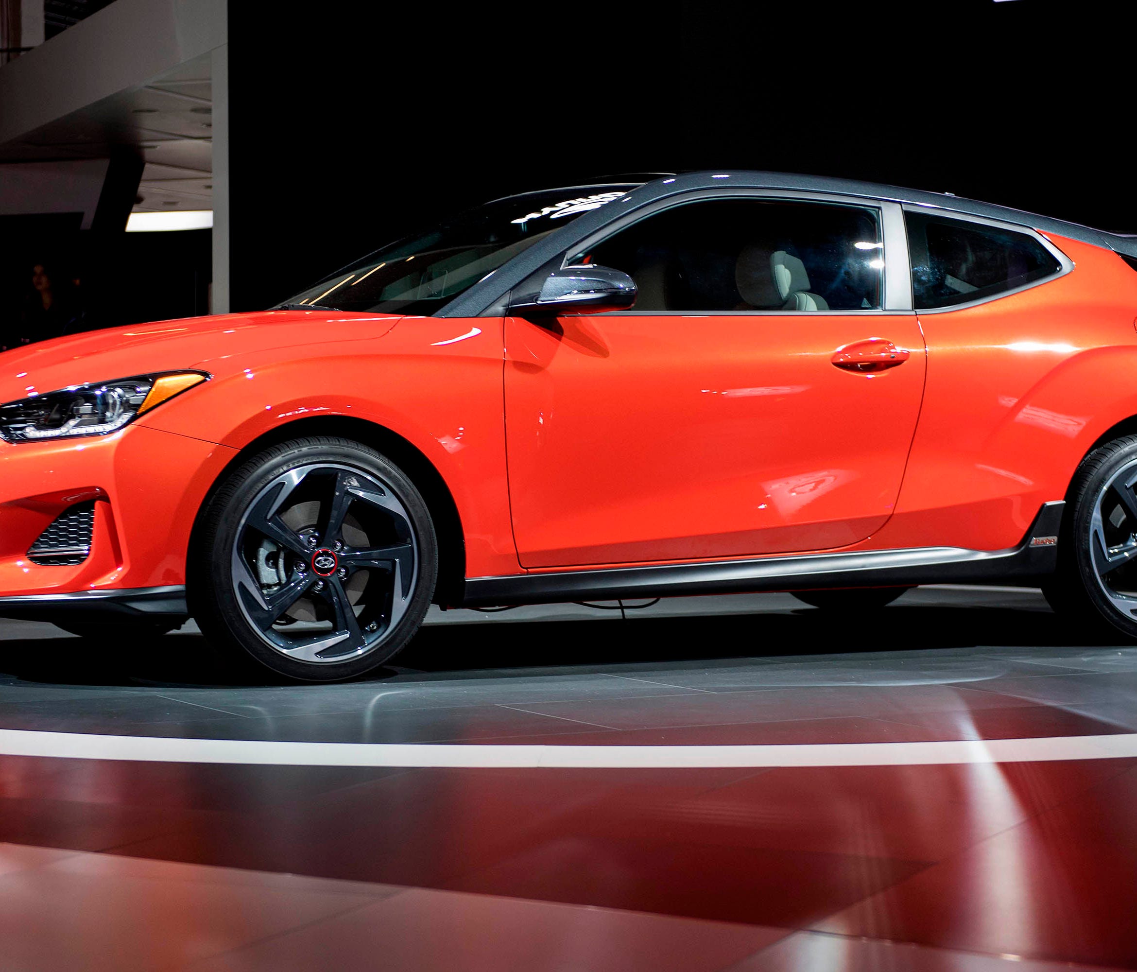 The 2019 Hyundai Veloster is introduced during the 2018 North American International Auto Show in Detroit on January 15, 2018.