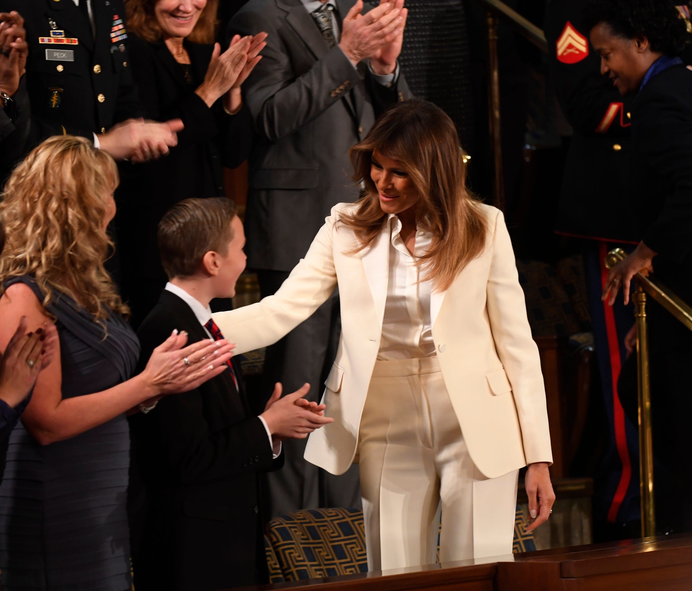 First lady Melania Trump in the House before President Trump delivers the State of the Union address on Jan. 30, 2018.