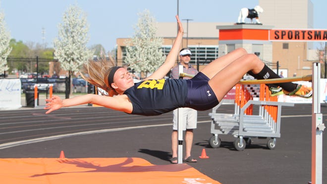 Hartland's Lindsey Strutz is closing in on the school record in the high jump while also winning meets in the shot put and discus.